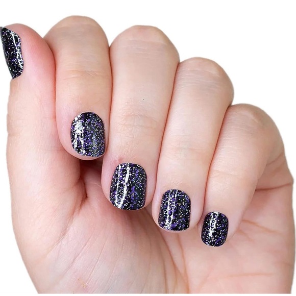 ColorStreet “Living the Gleam” purple and black glitter nail polish strips. - Picture 6 of 6